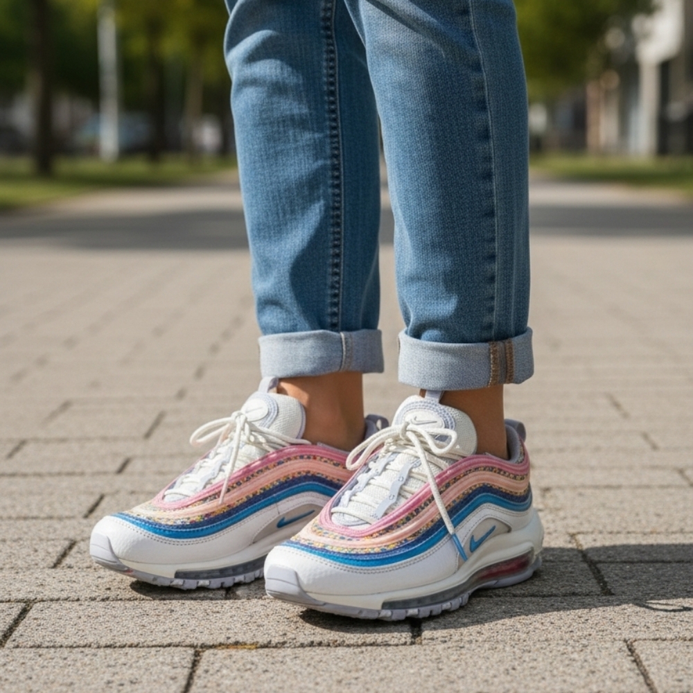 Nike Air Max 97 SE Multicolor Rainbow Running Shoes Youth 5.5Y Women’s 7 - Picture 1 of 6